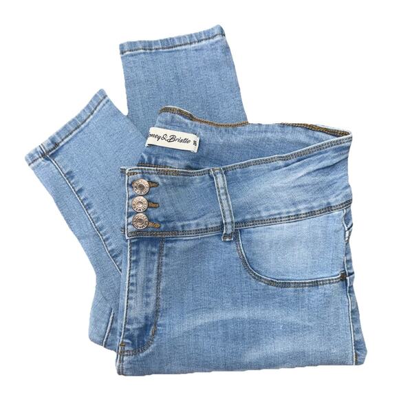 Womens Skinny Jeans Sz 16 Med-Light Wash High Rise Whisker Honey & Bristle - Picture 1 of 8